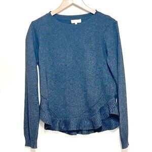 Benedetto B Italy Cashmere Wool Blend Chic Ruffle Hem Sweater Sz L